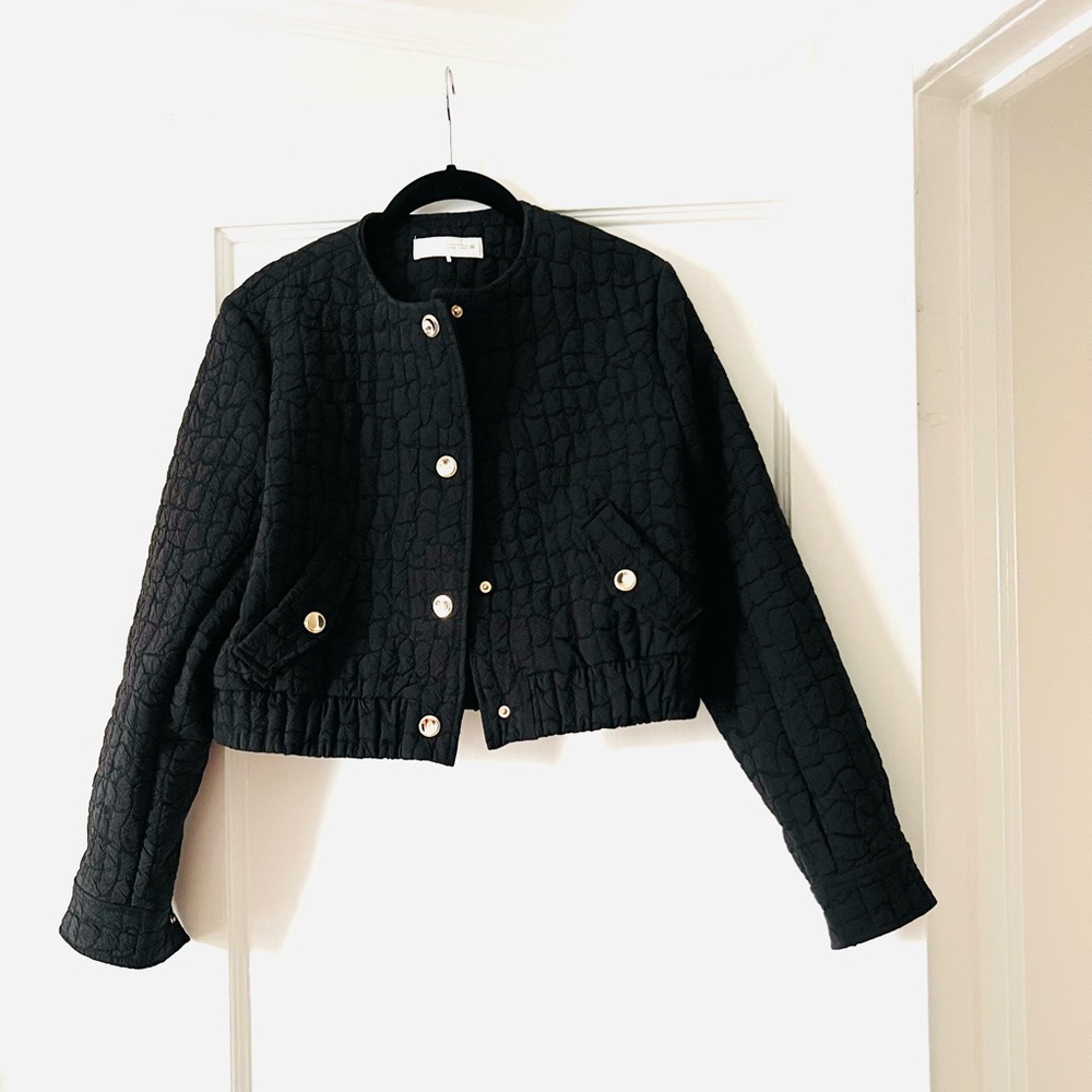 Zara Elegant Black Quilted Women's Jacket, size medium.